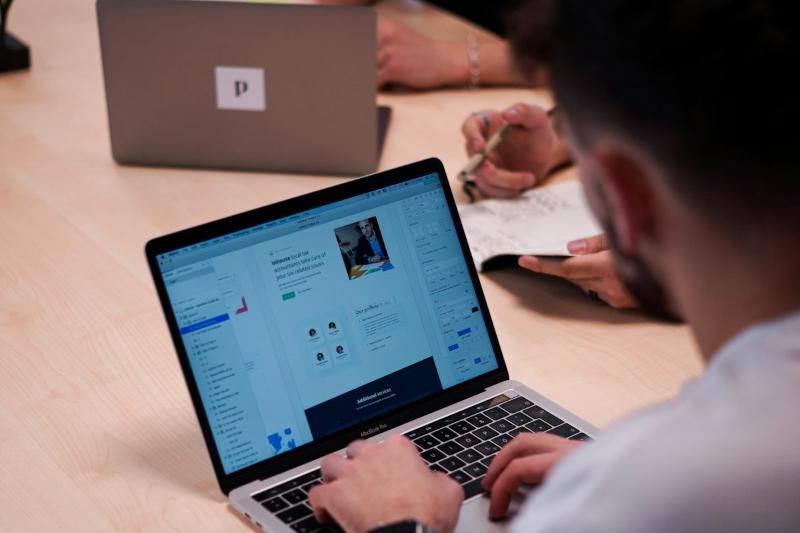 Web designer working on a laptop