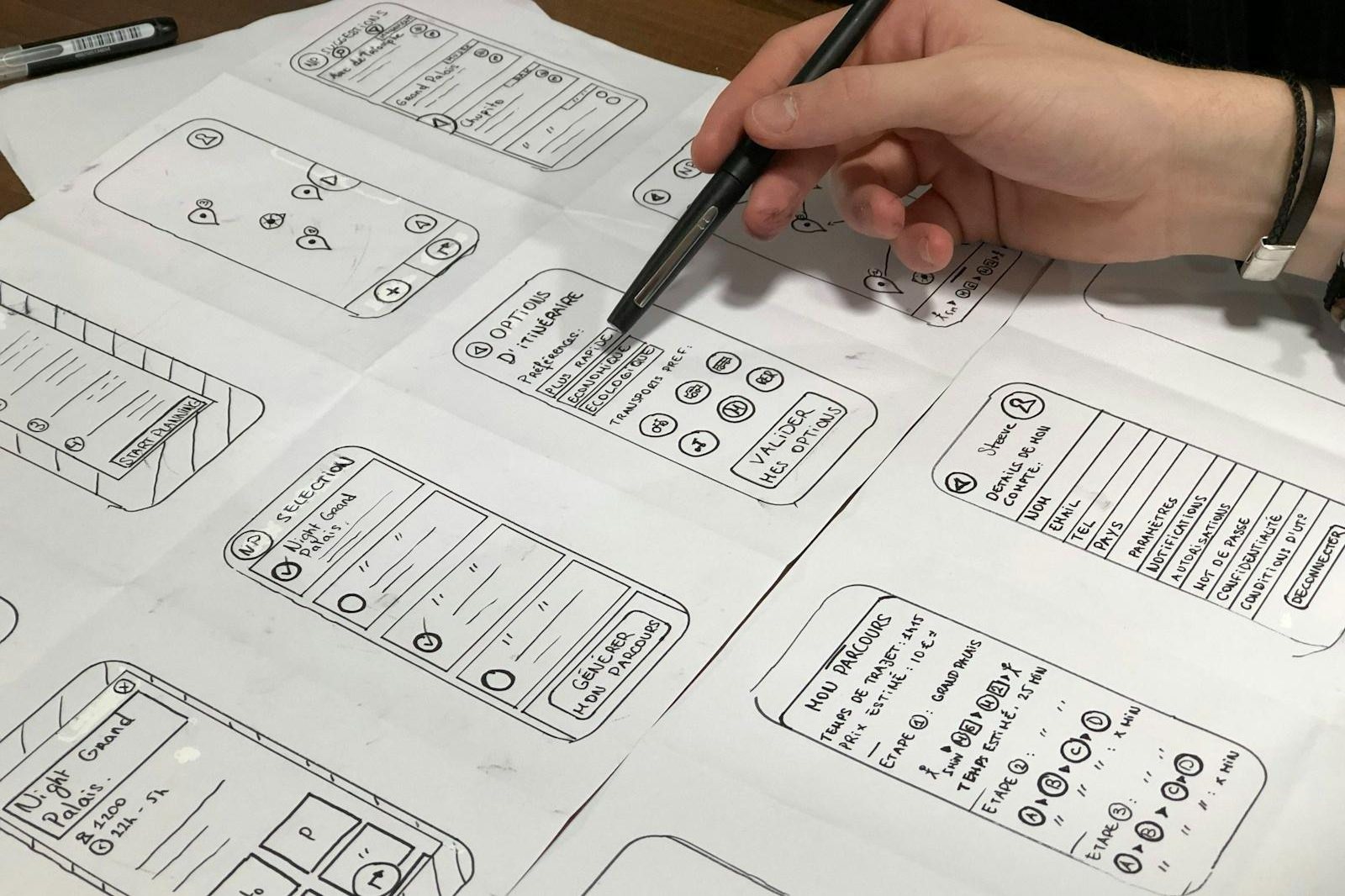 Hand sketching website layouts
