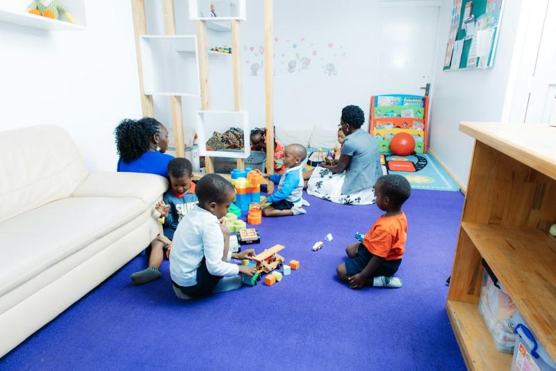 Children playing with blocks at a daycare