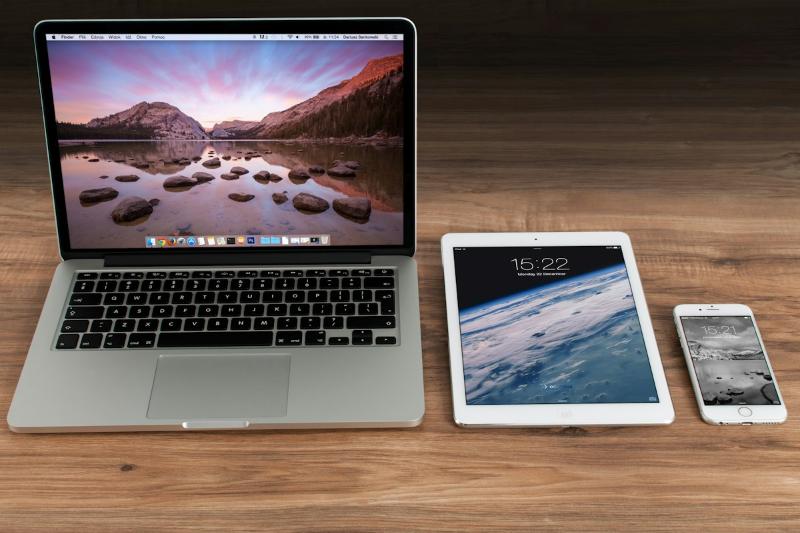 Laptop, tablet and phone side by side