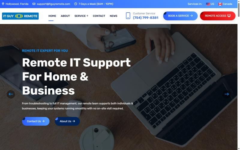 Screenshot of the IT Guy Remote website
