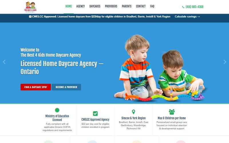 Screenshot of the The Best 4 Kids website